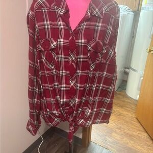 Torrid Red Plaid Button-Down Shirt